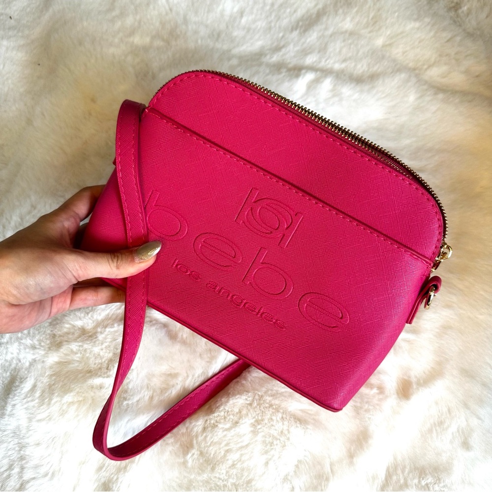 NEW BEBE “Polly” Dome-Shaped Crossbody BARBIE BRIGHT RASPBERRY PINK - Picture 4 of 17